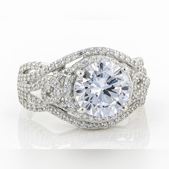 Sz 9, White Cubic Zirconia Rhodium Over Sterling Silver Ring 4.72ctw, NWT - Picture 6 of 15